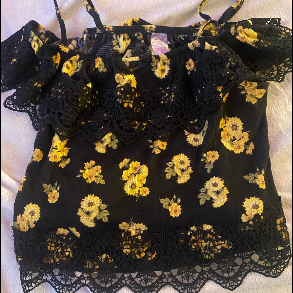 Sunflower off the shoulder shirt